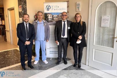 Da sinistra, Il Presidente della Commissione Sanità della Regione Lombardia, Emanuele Monti, in visita presso Villa Puricelli, Dott. Macchi Maurizio (Direttore Sanitario), Di Muro Maurizio (Presidente del C.d.A. - Amministratore Delegato - Direttore di struttura), Dott.ssa Eleonora Paolelli (Sindaco di Bodio Lomnago)